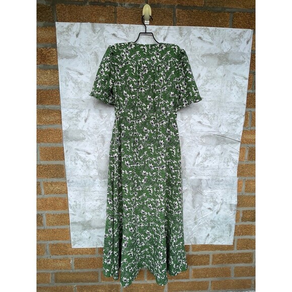 ME+EM GREEN/WHITE FLORAL MAXI DRESS, WRAP DETAIL. Size UK8/USA 4 - Picture 10 of 13